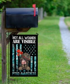 not all wounds are visible ptsd awareness flag 7876