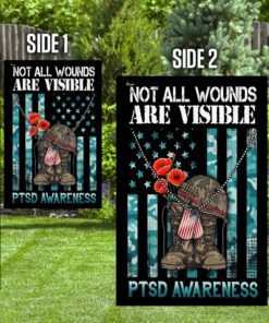 not all wounds are visible ptsd awareness flag 8276