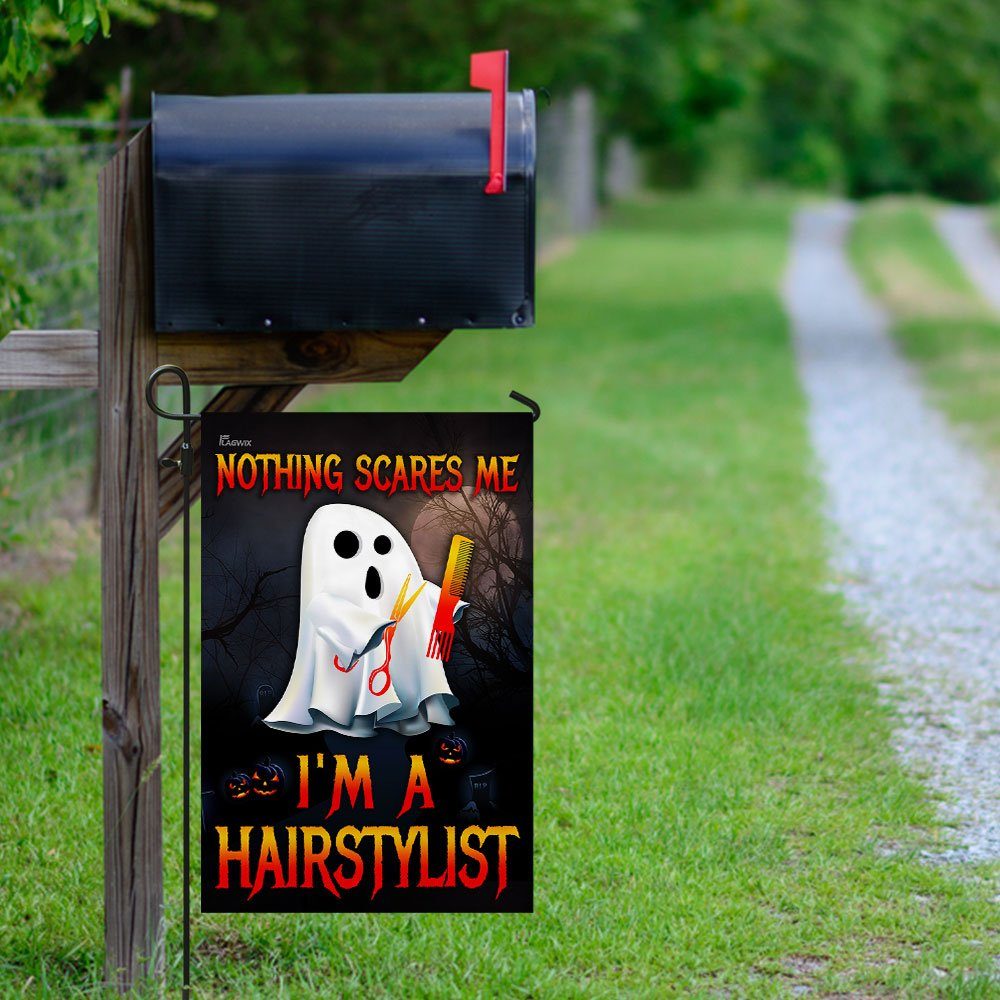 Nothing Scares Me I'm A Hairstylist Halloween Flag - Image 9