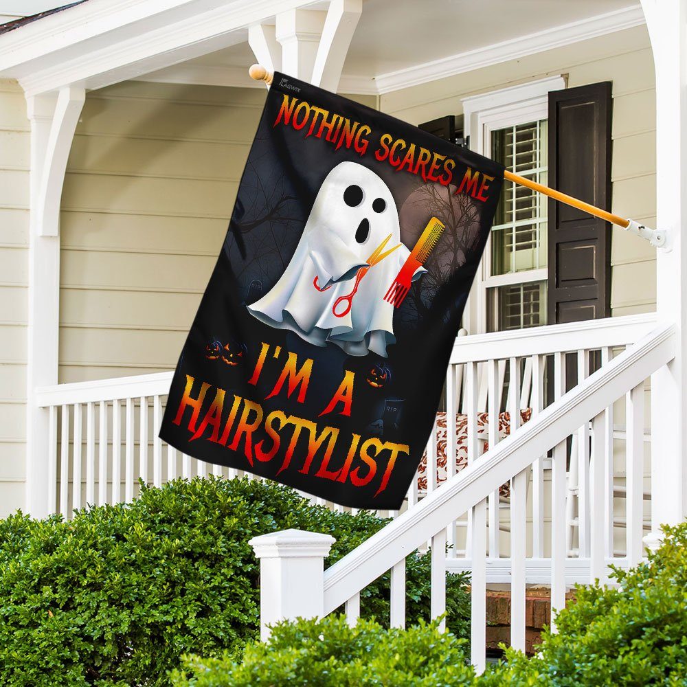 Nothing Scares Me I'm A Hairstylist Halloween Flag - Image 5