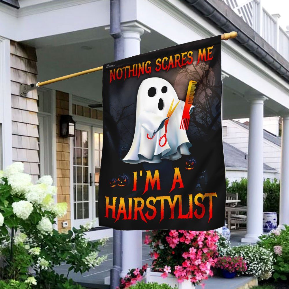 Nothing Scares Me I'm A Hairstylist Halloween Flag - Image 3