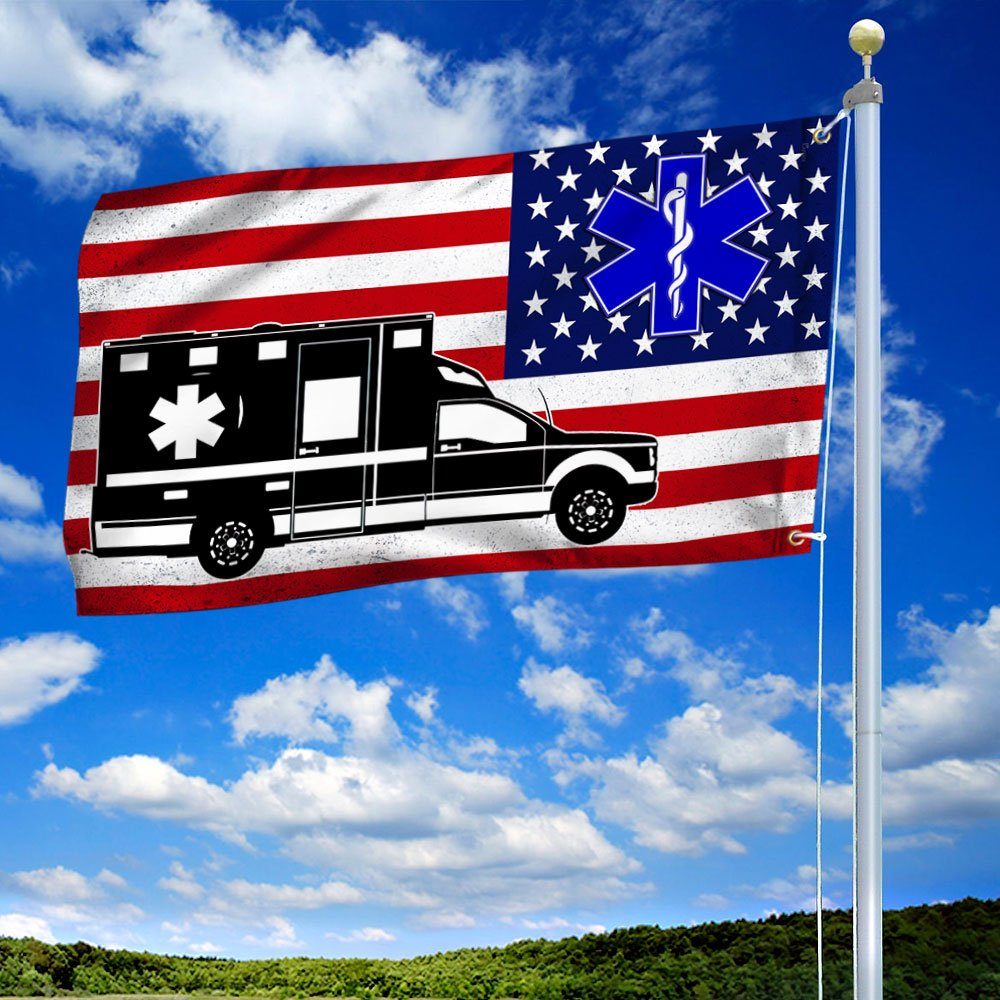 Nurse Flag EMT Emergency Medical Technicians Nurse American Flag QTR98GF - Image 2