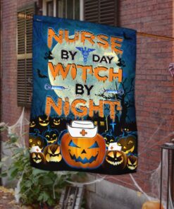 nurse flag nurse by day witch by night halloween pumpkin flag mlh1842f 2605