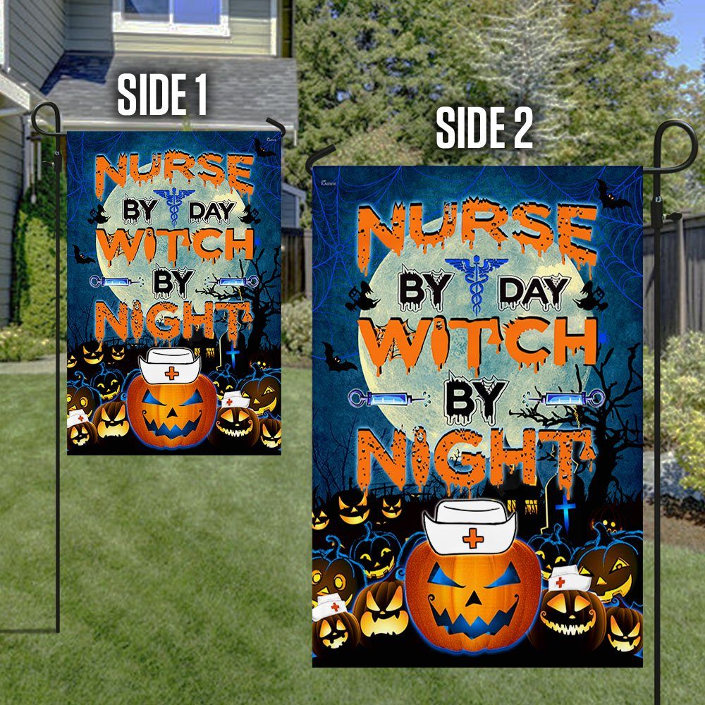 Nurse Flag Nurse By Day Witch By Night Halloween Pumpkin Flag MLH1842F - Image 6