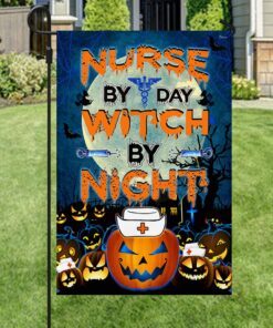 nurse flag nurse by day witch by night halloween pumpkin flag mlh1842f 8199