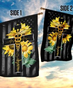 nurse life sunflower christian cross flag 1383