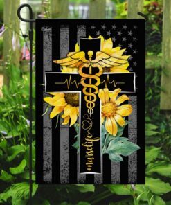 nurse life sunflower christian cross flag 5220