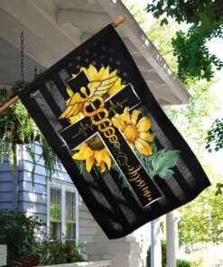 nurse life sunflower christian cross flag 5998