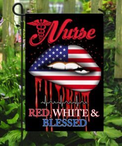 nurse red, white &amp blessed flag 3762
