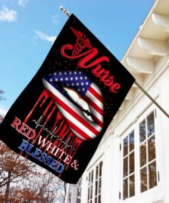 nurse red, white &amp blessed flag 4981