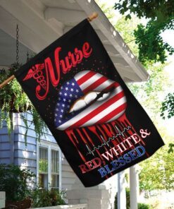 nurse red, white &amp blessed flag 7257