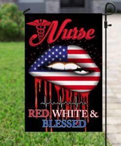 nurse red, white &amp blessed flag 8762