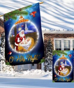 o holy night santa claus christmas flag bnn692f 7946