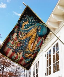 octopus in ocean flag 1192