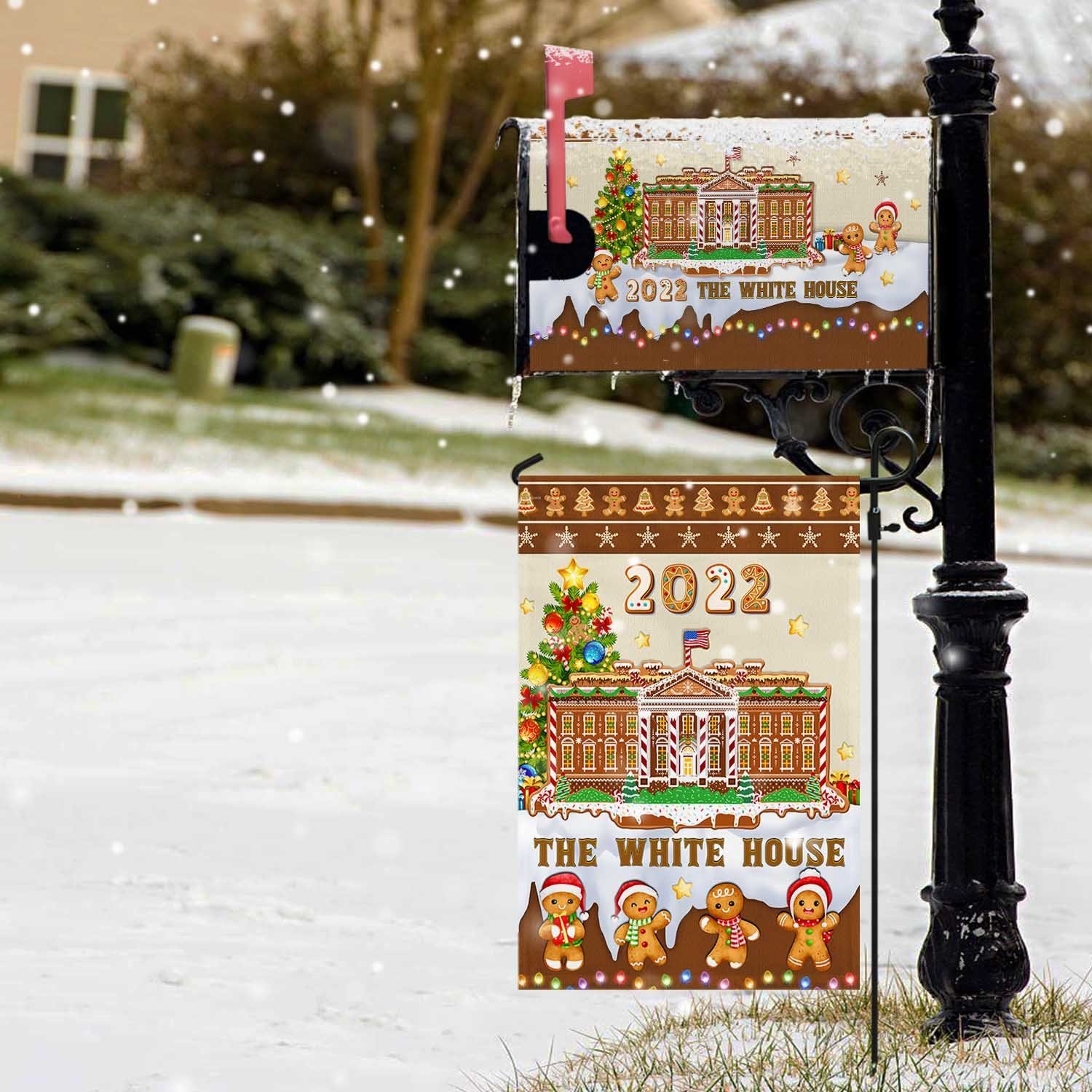 Official 2022 White House Gingerbread Christmas Garden Flag & Mailbox Cover BNN623MF - Image 5