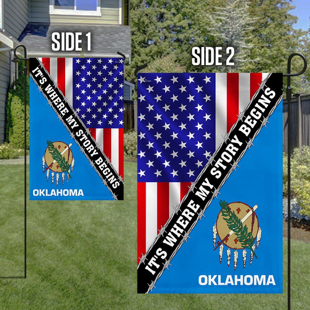 Oklahoma And American Flag It's Where My Story Begins MLN1387F - Image 5