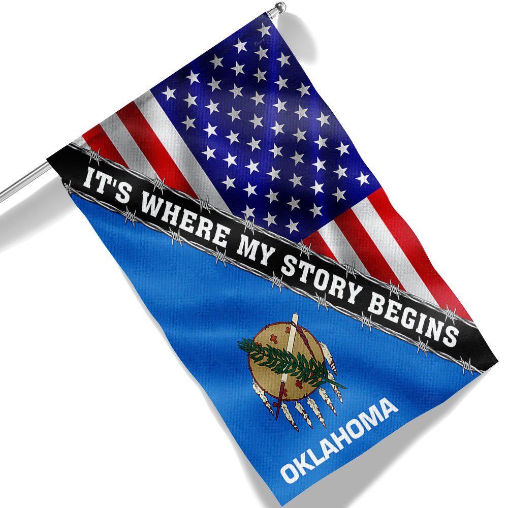Oklahoma And American Flag It's Where My Story Begins MLN1387F - Image 6