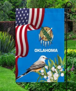 Oklahoma State Scissor-tailed Flycatcher Bird and  Mistletoe Flower Flag MLN1141Fv37
