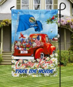 Oklahoma Take Me Home Country Roads Red Truck Flag MLH1684Fv3