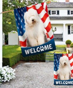 old english sheepdog american flag tqn1226fv5 8540