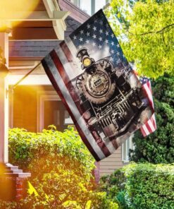 old time vintage steam train american flag thh3154f 1652