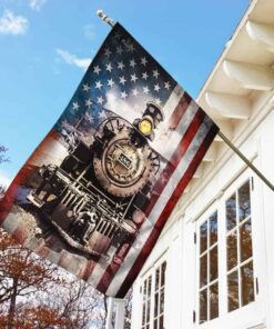 old time vintage steam train american flag thh3154f 1803