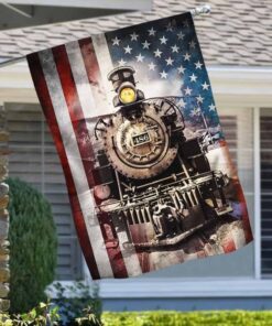 old time vintage steam train american flag thh3154f 2872