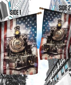 old time vintage steam train american flag thh3154f 4010
