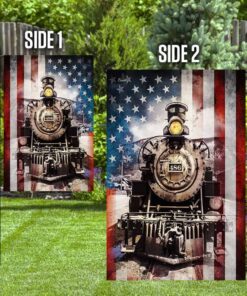 old time vintage steam train american flag thh3154f 5468