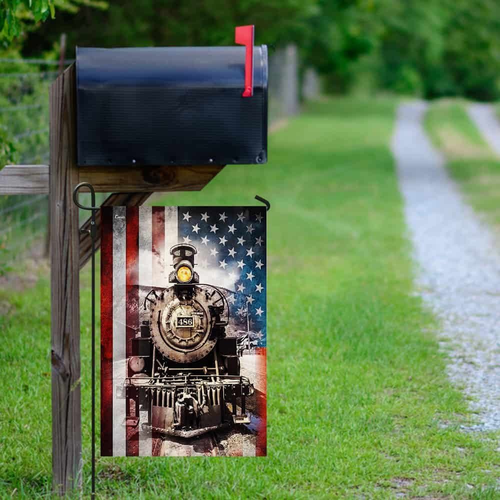 Old Time Vintage Steam Train American Flag THH3154F - Image 10