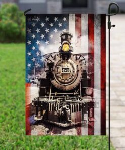 old time vintage steam train american flag thh3154f 6723