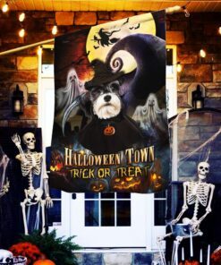 Old Town Dog Flagwix™ Halloween Town Schnauzer Dog Flag THH3259Fv1