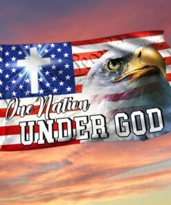 One Nation Under God, Christian Cross, American Eagle Grommet Flag TPT216GF
