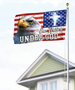 one nation under god, christian cross, american eagle grommet flag tpt216gf 6557