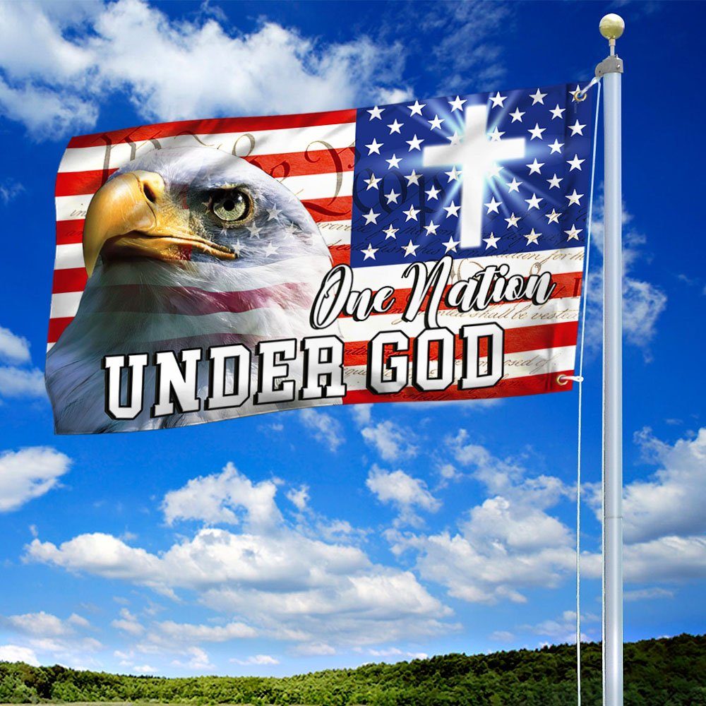 One Nation Under God, Christian Cross, American Eagle Grommet Flag TPT216GF - Image 2