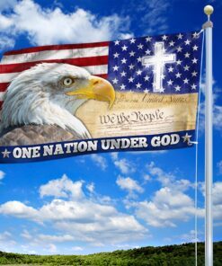one nation under god, christian cross american eagle grommet flag tpt165gf 1161