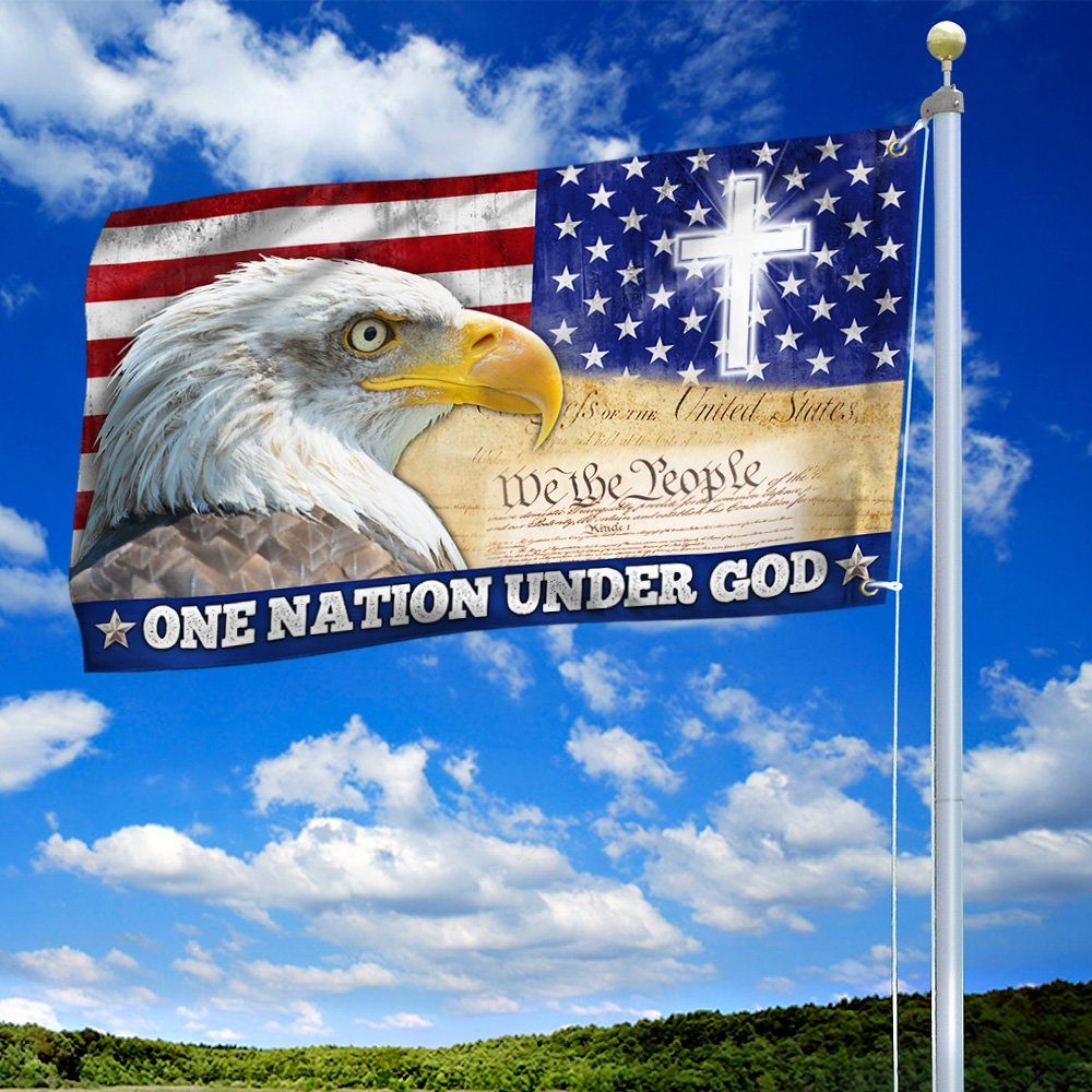 One Nation Under God, Christian Cross American Eagle Grommet Flag TPT165GF - Image 2