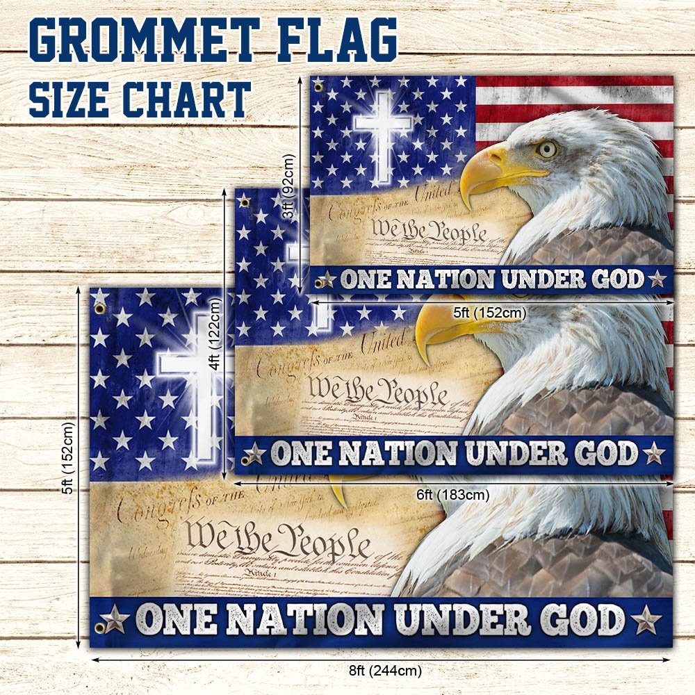 One Nation Under God, Christian Cross American Eagle Grommet Flag TPT165GF - Image 4