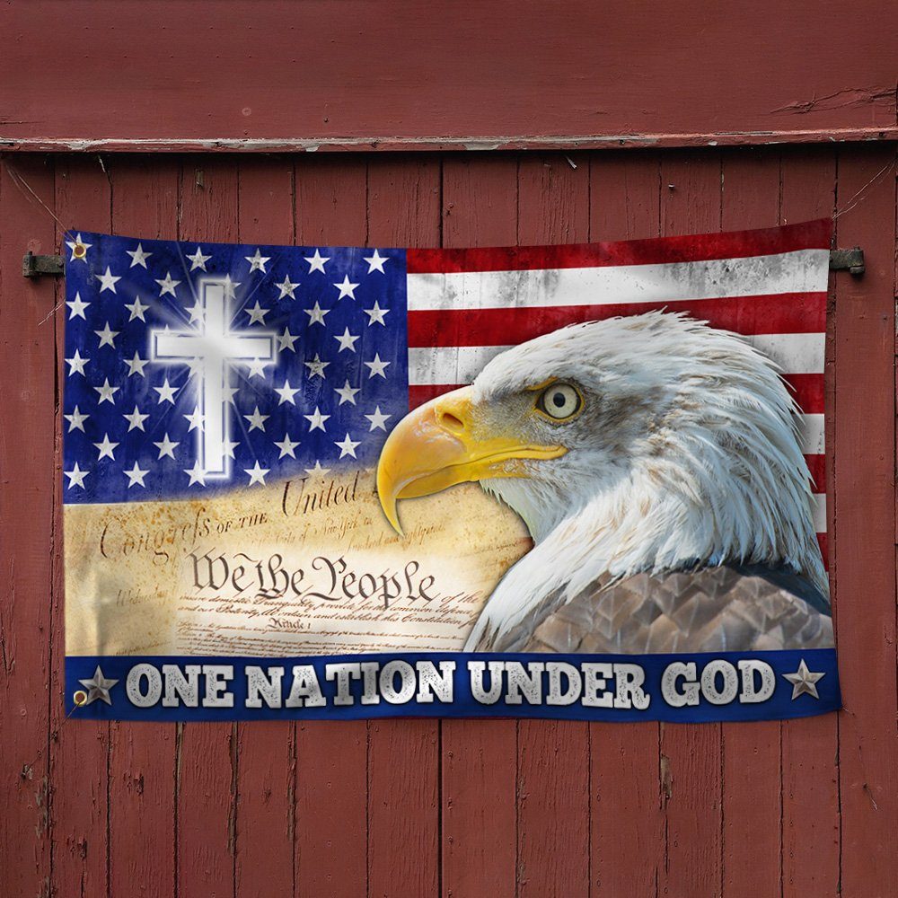 One Nation Under God, Christian Cross American Eagle Grommet Flag TPT165GF - Image 3