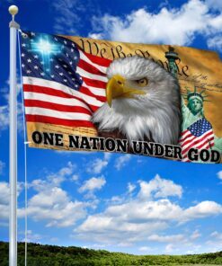 one nation under god, christian cross american flag tpt119gf 6519