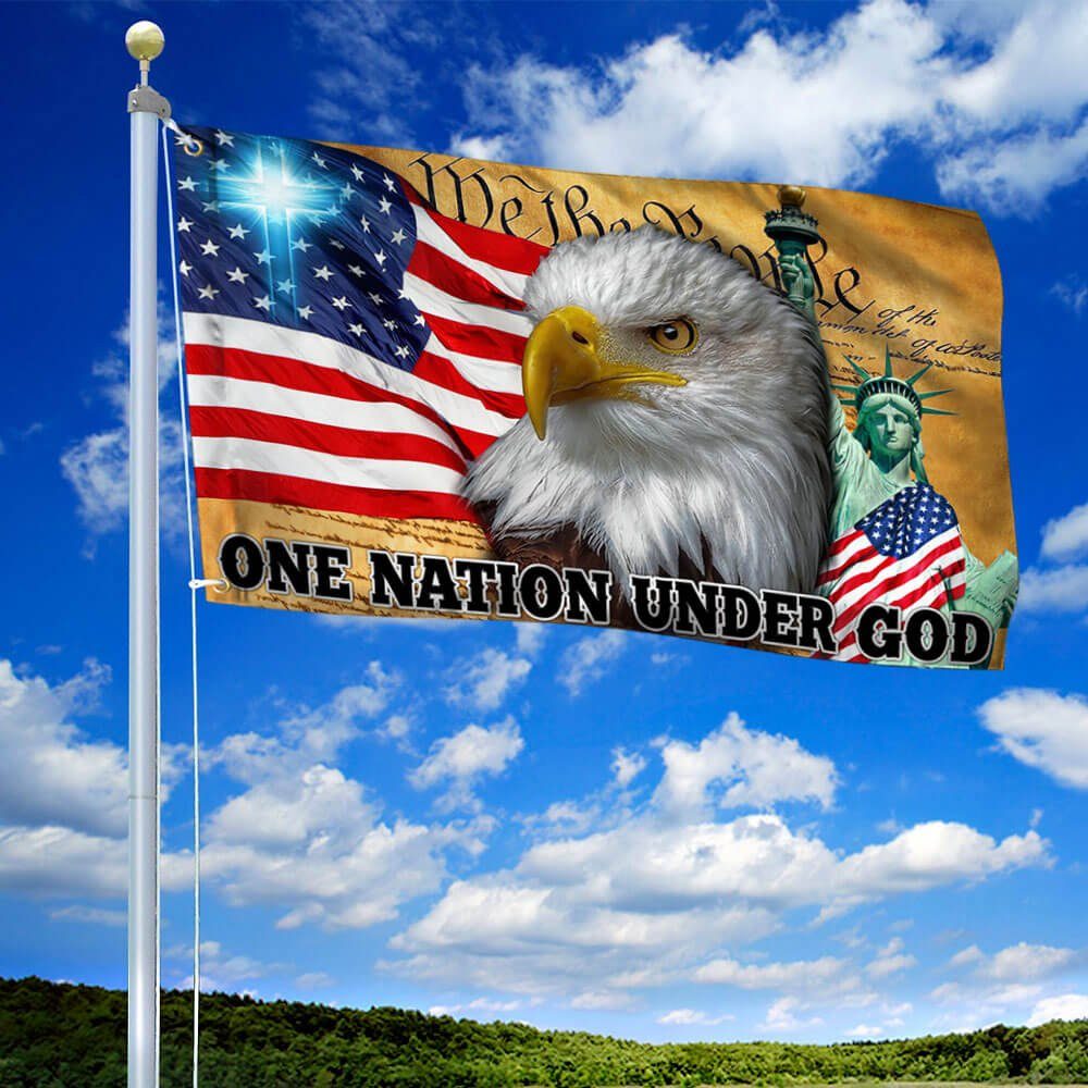 One Nation Under God, Christian Cross American Flag TPT119GF - Image 2