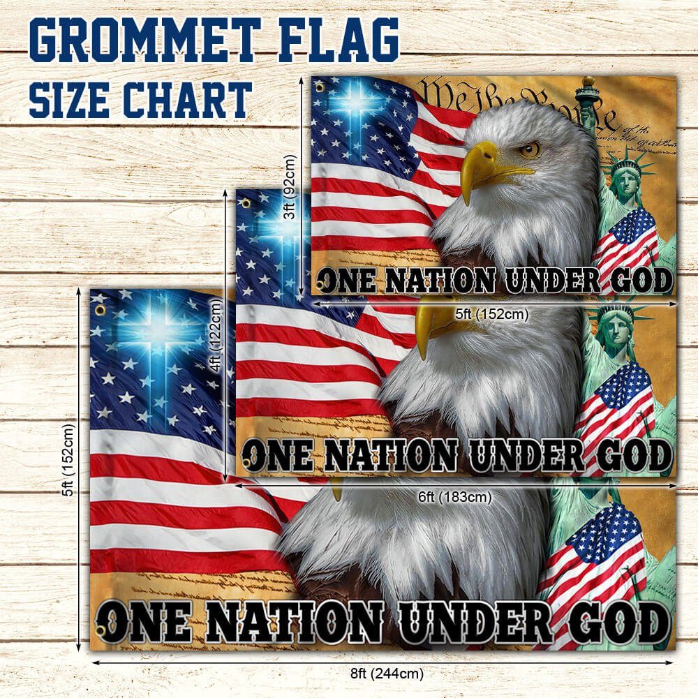 One Nation Under God, Christian Cross American Flag TPT119GF - Image 5