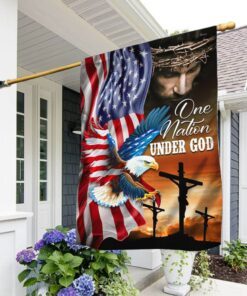 One Nation Under God, Jesus Christian American Eagle Flag TPT846F