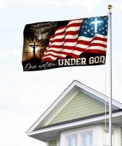 one nation under god, jesus christian patriotic american grommet flag tpt841gf 2982