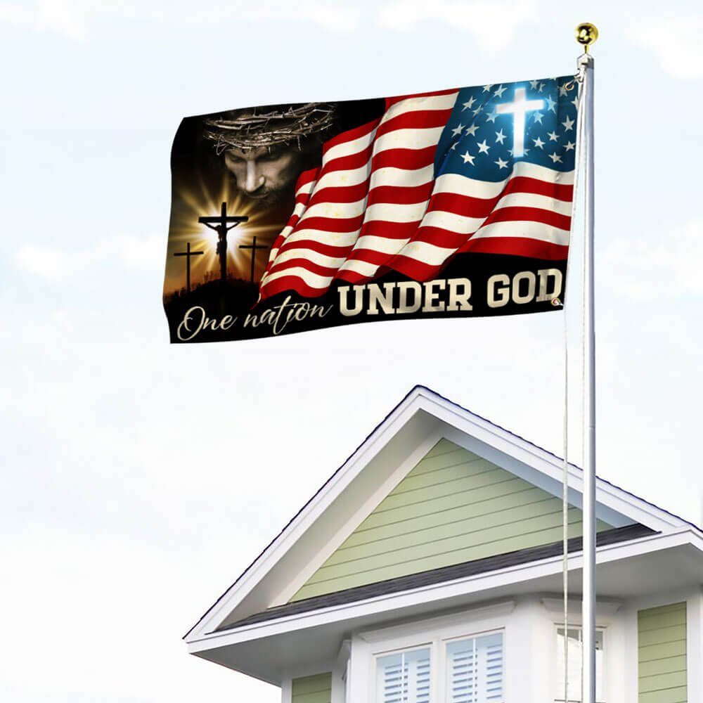 One Nation Under God, Jesus Christian Patriotic American Grommet Flag TPT841GF - Image 4