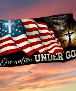One Nation Under God, Jesus Christian Patriotic American Grommet Flag TPT841GF