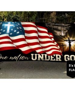 one nation under god, jesus christian patriotic american grommet flag tpt841gf 3936