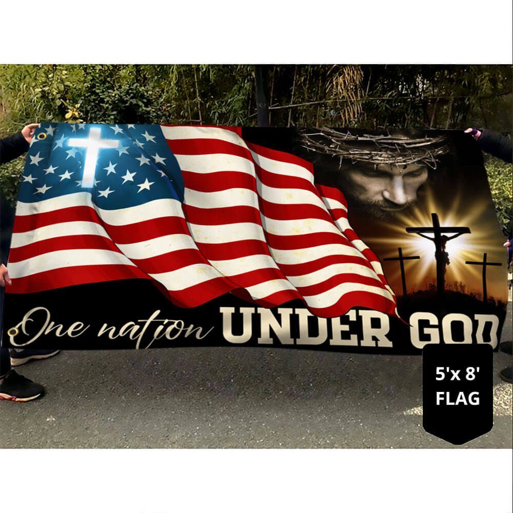 One Nation Under God, Jesus Christian Patriotic American Grommet Flag TPT841GF - Image 3