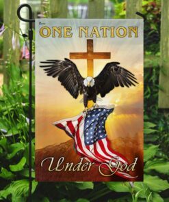 one nation under god. christian. eagle flag 1666