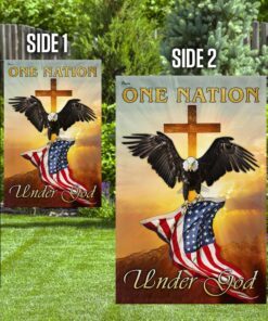 one nation under god. christian. eagle flag 7719